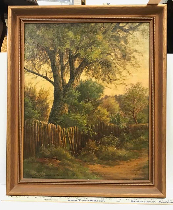 lot 88 image: Original Painting Tree & Fence (Schmidt)