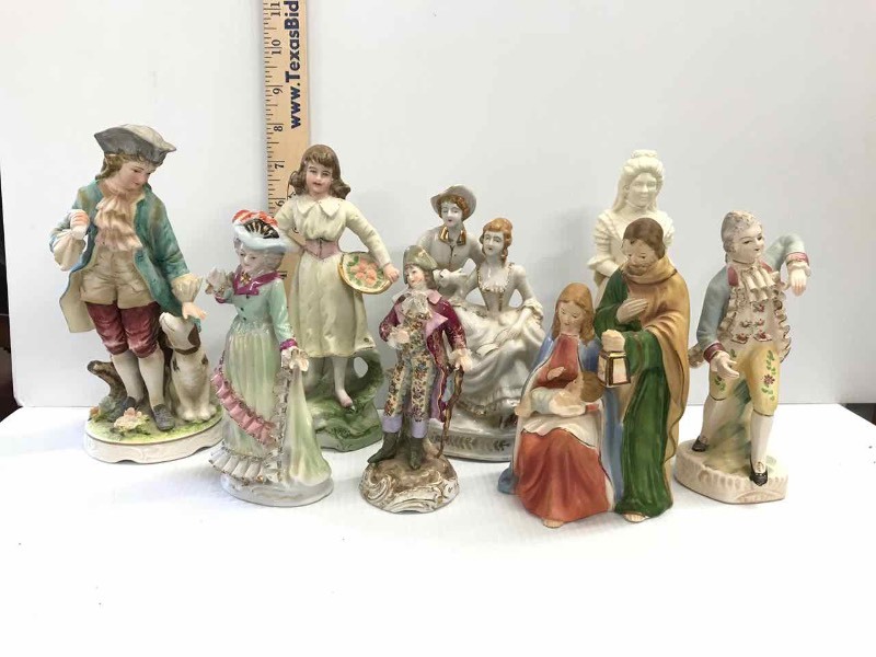 lot 99 image: Asst. Victorian Themed Figurines and Mary & Joseph