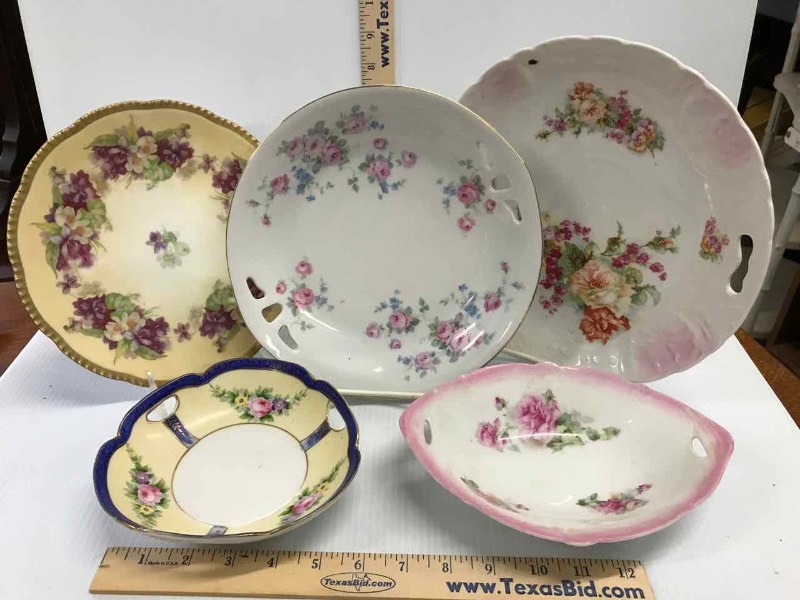 lot 107 image: Plates & Bowl Germany Roman, Noritake, Prussia, Flowers