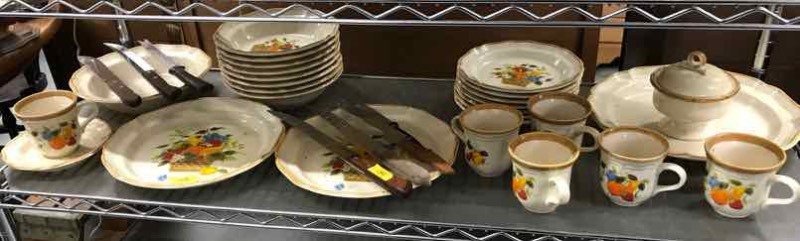 lot 154 image: Mikasa Garden Harvest Dishes & Asst. Kitchen Knives