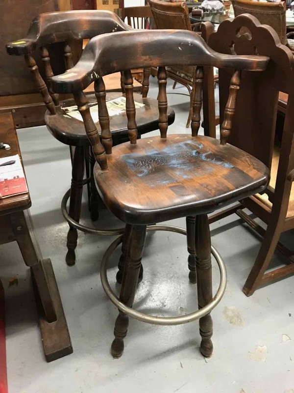 lot 159 image: (2) Swivel Bar Stools