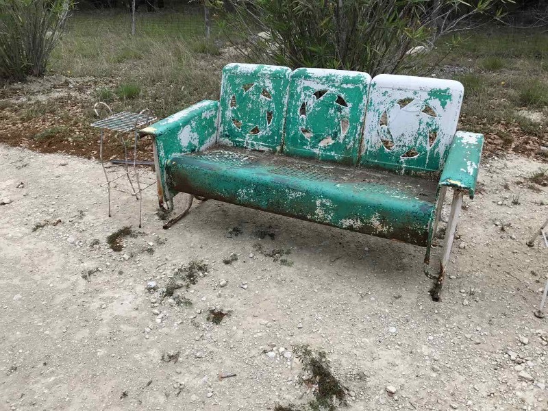 lot 160 image: Vintage Metal Glider & a Plant Stand