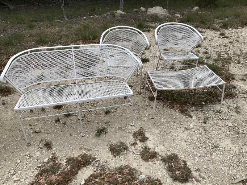 lot 161 image: Metal Patio Set (4 pieces) Loveseat, 2 Chairs, Table