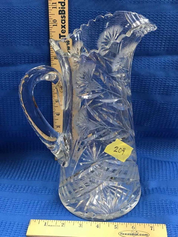 lot 204 image: Heavy Cut Glass Pitcher
