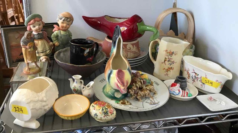 lot 224 image: Asst. Figurines, Plates, Knick Knacks, Etc.