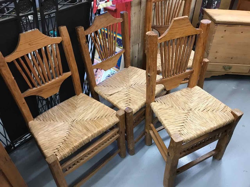lot 305 image: (4) Rush Seat Chairs, Made in Mexico