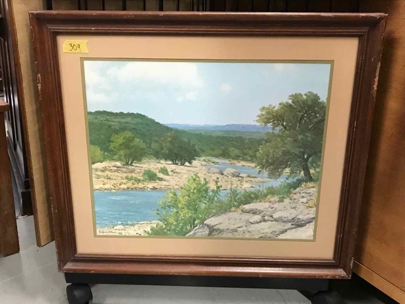 lot 309 image: Framed Print Porforio Salinas  1965, Creek