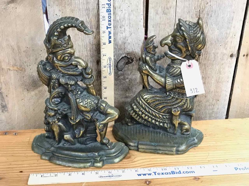 lot 312 image: (2) Brass Door Stops (Punch & Judy)