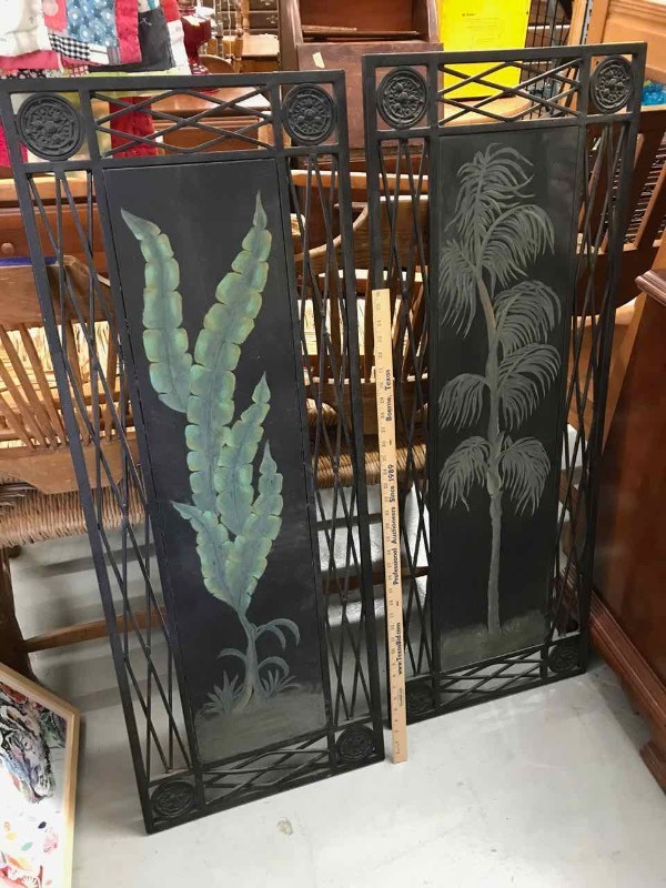 lot 324 image: (2) Metal Wall Panels (Green Plants)