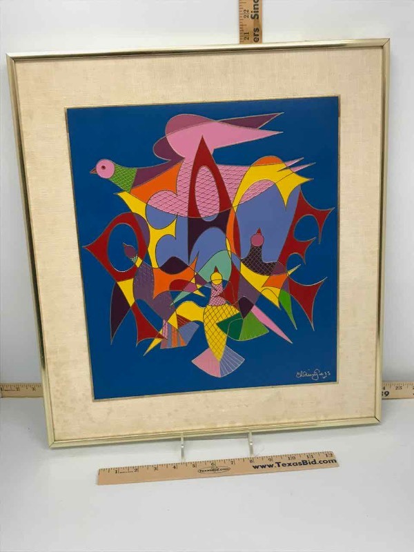 lot 328 image: Art by Chaim Gross, PEACE with Doves (Enamel on Metal framed image)
