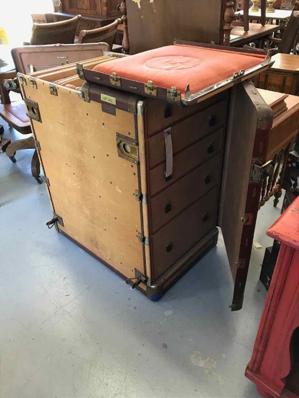 lot 341 image: Antique Hartman Turn Table Steamer Trunk