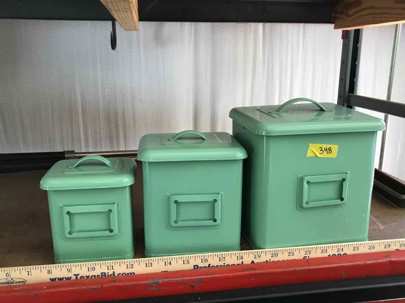 lot 348 image: (3) Green Tins