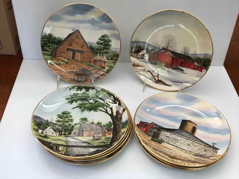 lot 349 image: (9) Collectors Plates  Vanishing American Barn