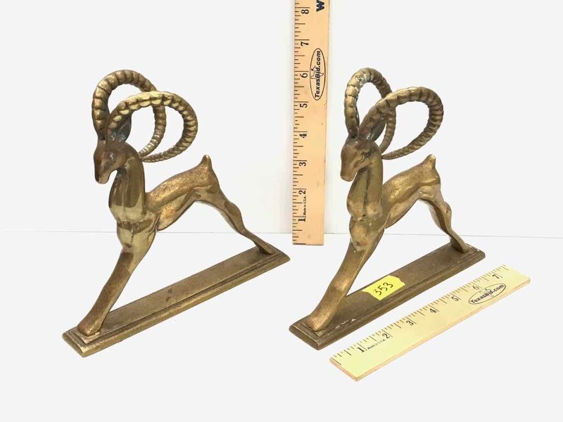 lot 353 image: Brass  Impala Bookends