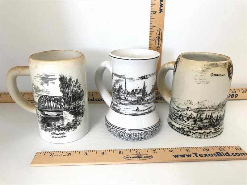 lot 378 image: (3) Heavy Stoneware Mugs