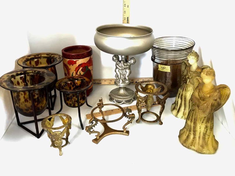 lot 380 image: Vases, Candle Cup Stands, Angel Candles