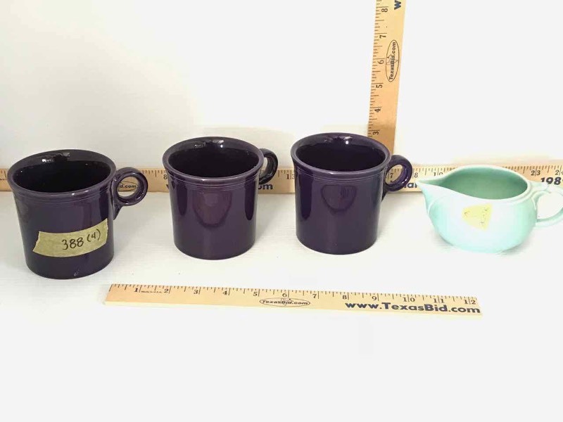 lot 388 image: (3) Dark Purple Fiesta Mugs