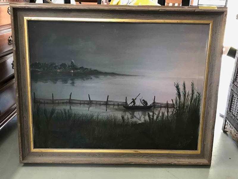 lot 402 image: Original Painting  Night Fishing