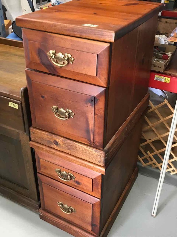 lot 504 image: (2) Solid Wood Side Cabinets with Drawers
