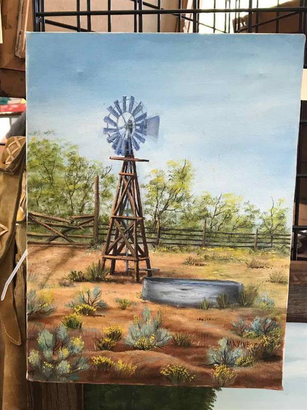 lot 18 image: Original Painting by Maxine Coffeey Windmill & Tank