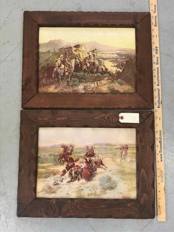 lot 21 image: (2) Framed Prints (C. Russell)