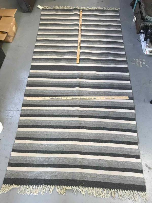 lot 36 image: Area Rug  Gray Stripes