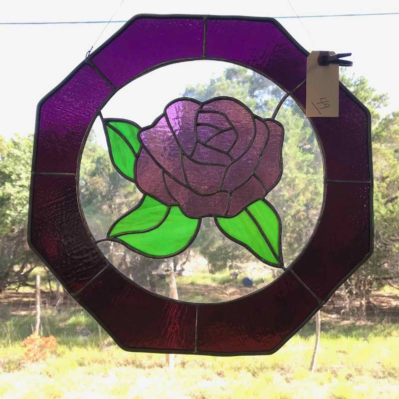 lot 49 image: Stained Glass  Single Purple Rose