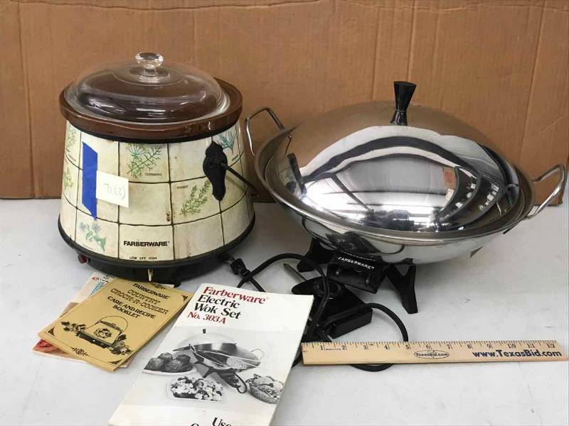 lot 71 image: Farberware Electric Wok-Set No. 303A and Crock-R-Cooker