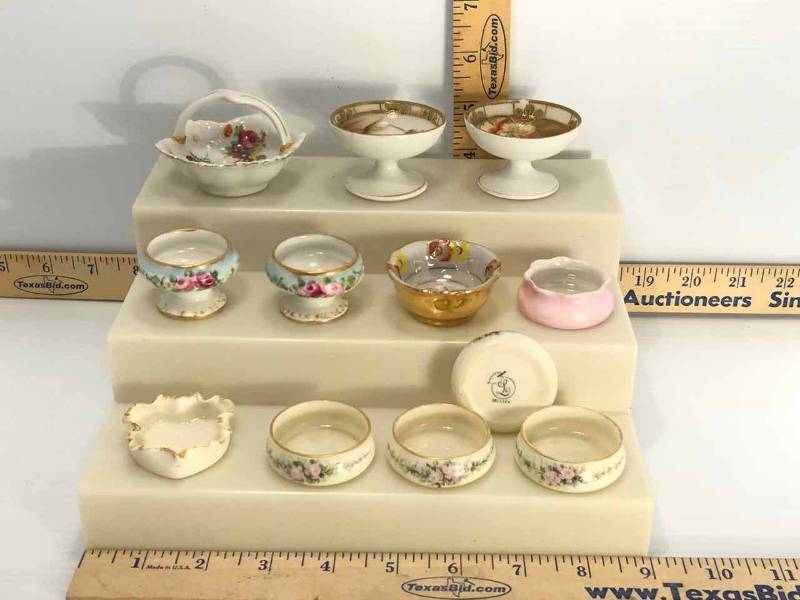 lot 133 image: Decorated China Salt Cellars Belleek, Japan, Occupied Japan, Etc.