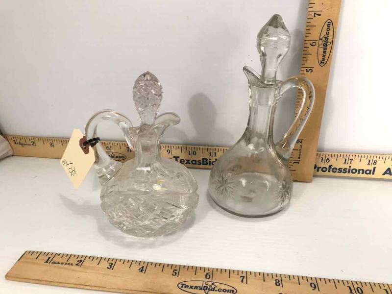 lot 145 image: (2) Pressed Glass Vinegars