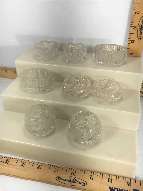lot 156 image: Salt Cellars Clear Glass, PressedCut