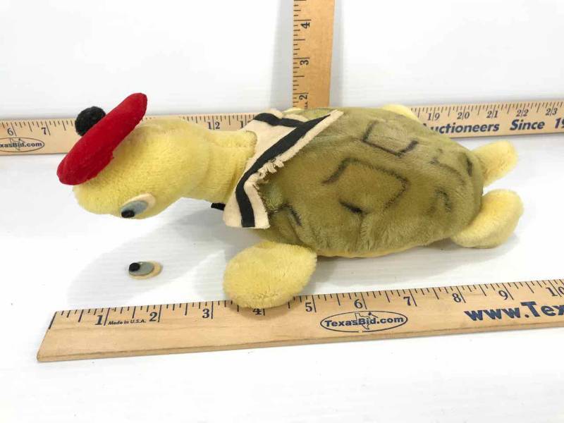 lot 181 image: AntiqueVintage Plush Turtle with Red Beanie Cap