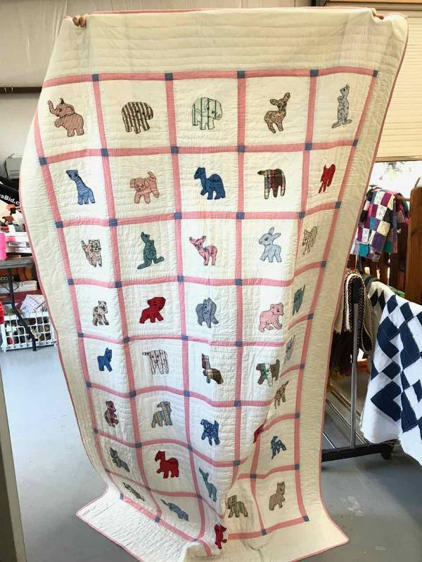 lot 182 image: Quilt  Super Cute Animals in Squares