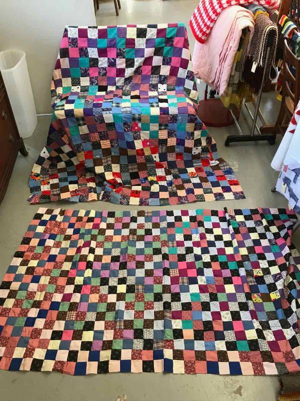 lot 198 image: (2) Quilt Toppers Multi-Mixed Blocks