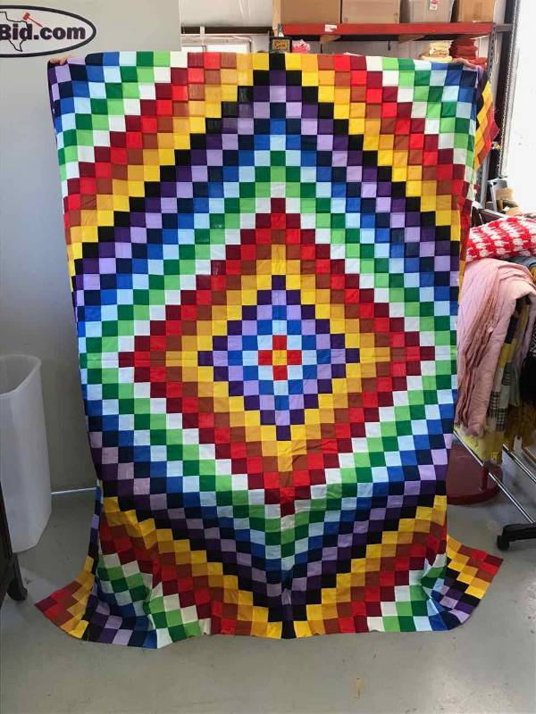 lot 199 image: Quilt Topper  Multi Color Gradation Squares