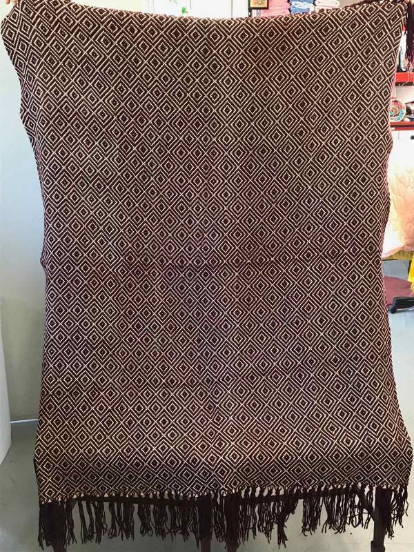 lot 207 image: Lap Throw Burgundy & Cream