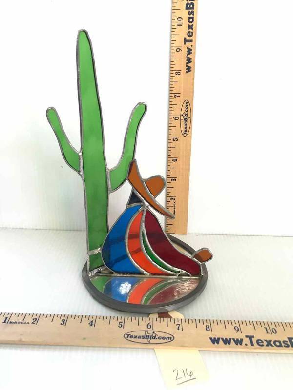 lot 216 image: Stained Glass  Cactus Figurine