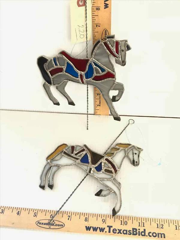 lot 220 image: Stained Glass  Carousel Horses, Hanging Window Charms