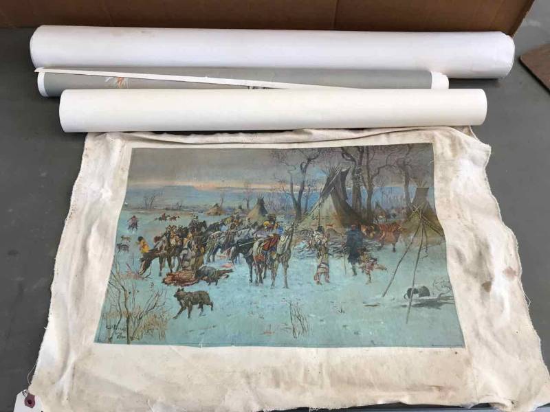 lot 233 image: Asst. Prints (1) fauxe canvas, (4) poster prints