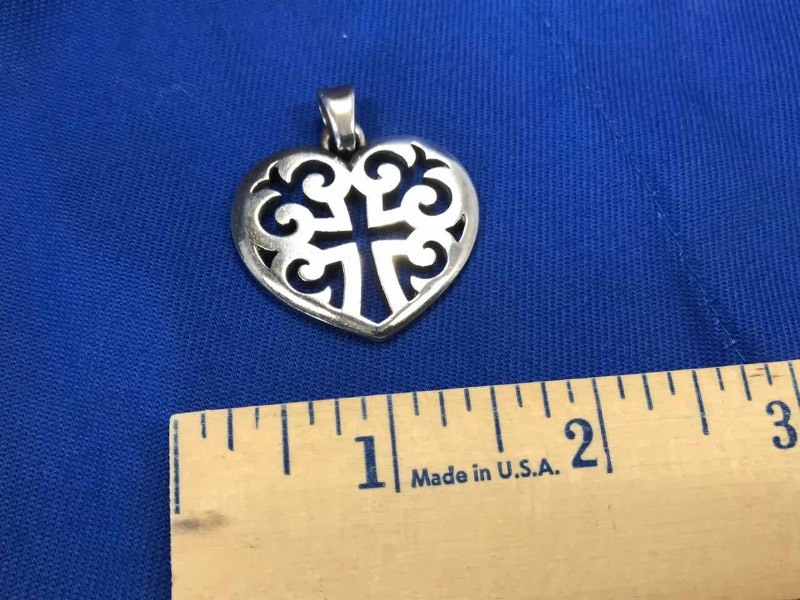 lot 106 image: James Avery  Sterling Silver Pendant (Heart with Cross)