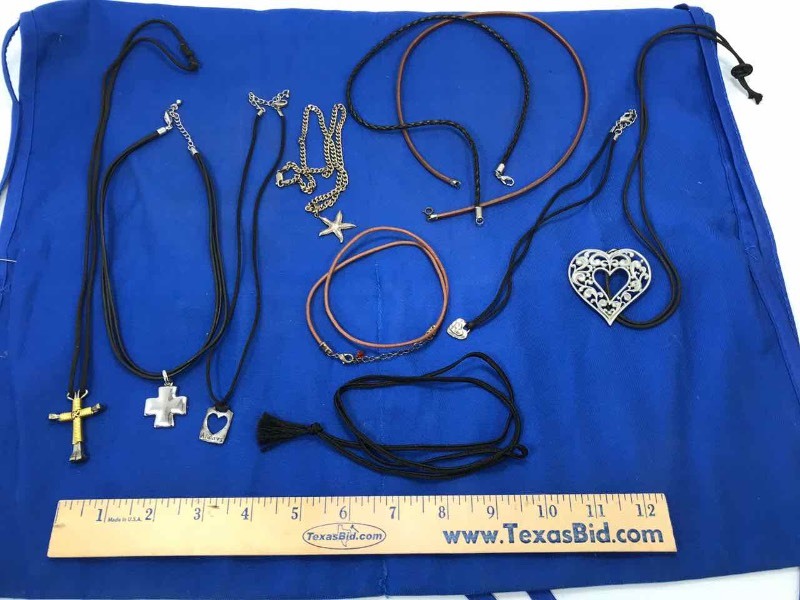 lot 130 image: Necklaces Black Cords with Pendants