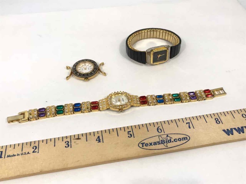lot 142 image: (3) Wrist Watches Now Armitron, Gemstone Quartz Black, Colorful