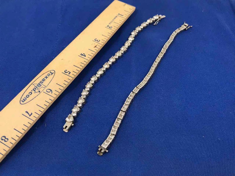 lot 156 image: (2) Tennis Style Bracelets Sterling Silver with Cubic Zirconia