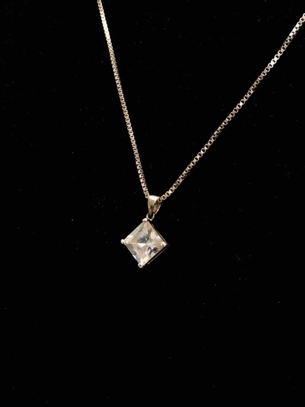 lot 170 image: Necklace Sterling Silver Chain with a Cubic Zirconia Pendant