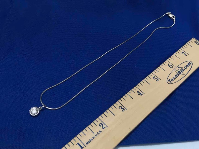 lot 173 image: Necklace Sterling Silver Chain with Round Cubic Zirconia Pendant