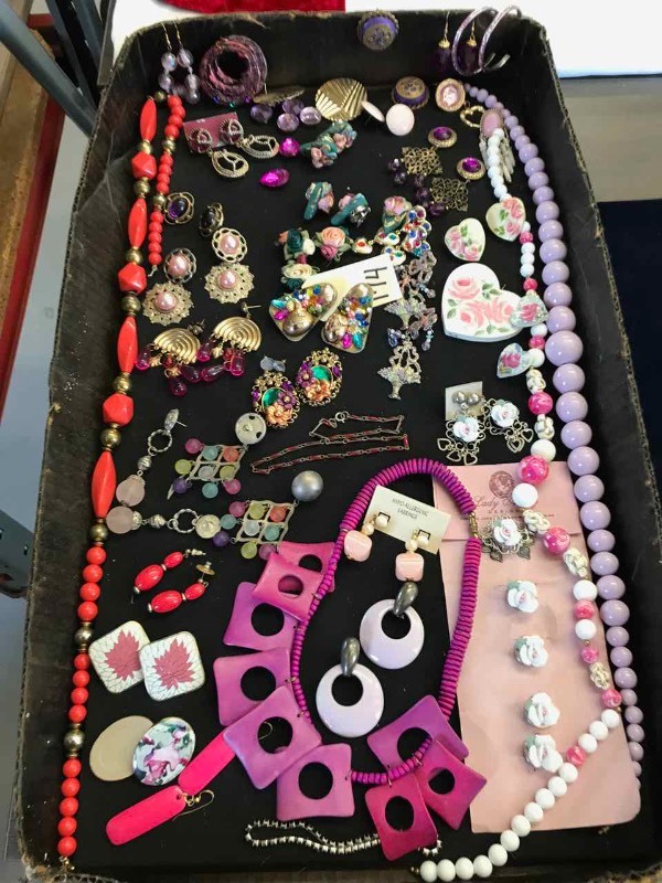 lot 174 image: PinksPurples  Pierced Earrings, Asst. Necklaces