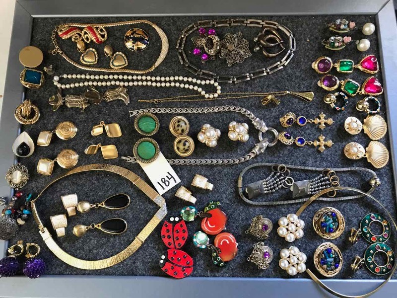 lot 184 image: Clip-On Earrings, Necklaces