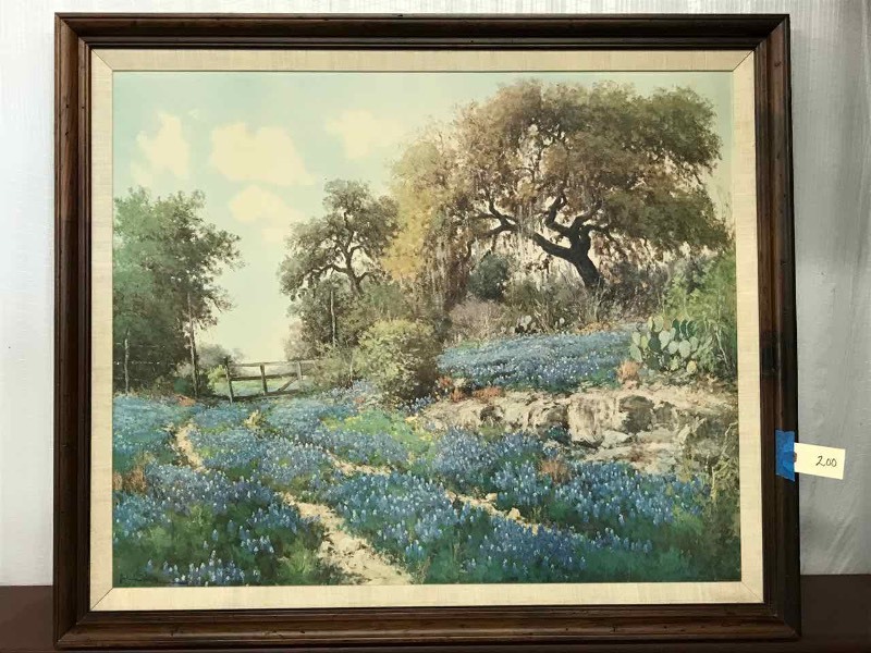 lot 200 image: Framed Print Blue Bonnet Trail by Porfirio Salinas