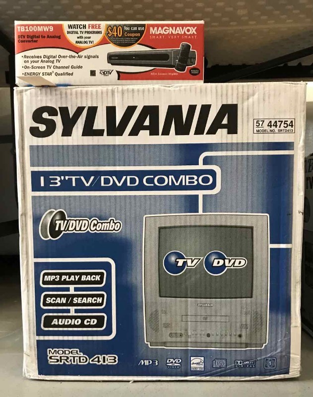 lot 215 image: Sylvania 13 TVDVD Combo & Magnavox Digital Converter
