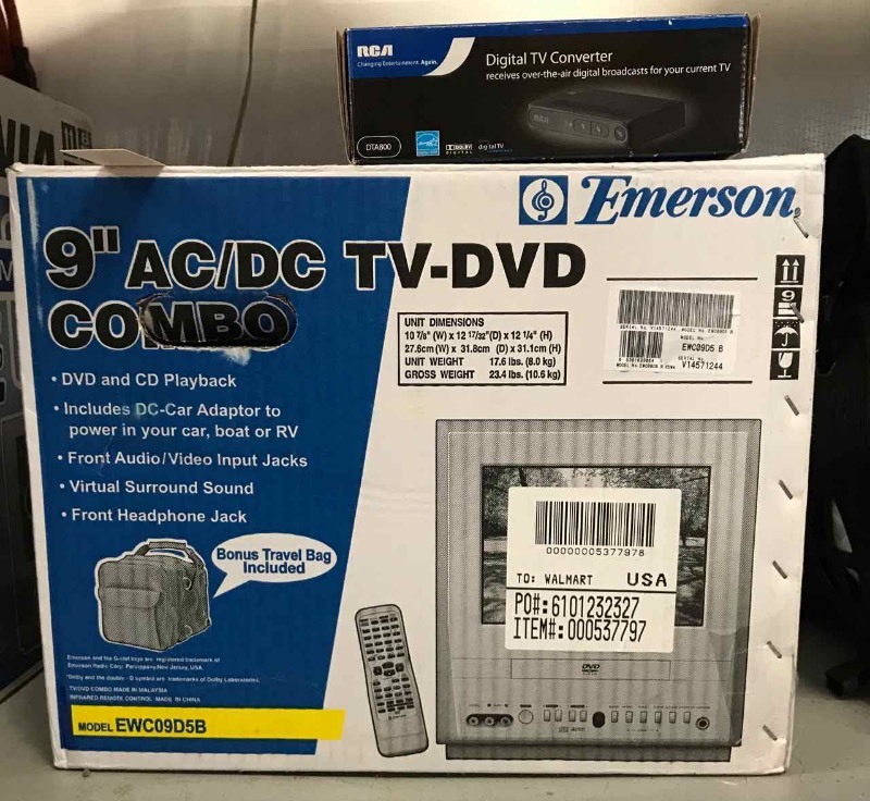 lot 216 image: Emerson 9 TV ACDC TV-DVD and RCA Converter